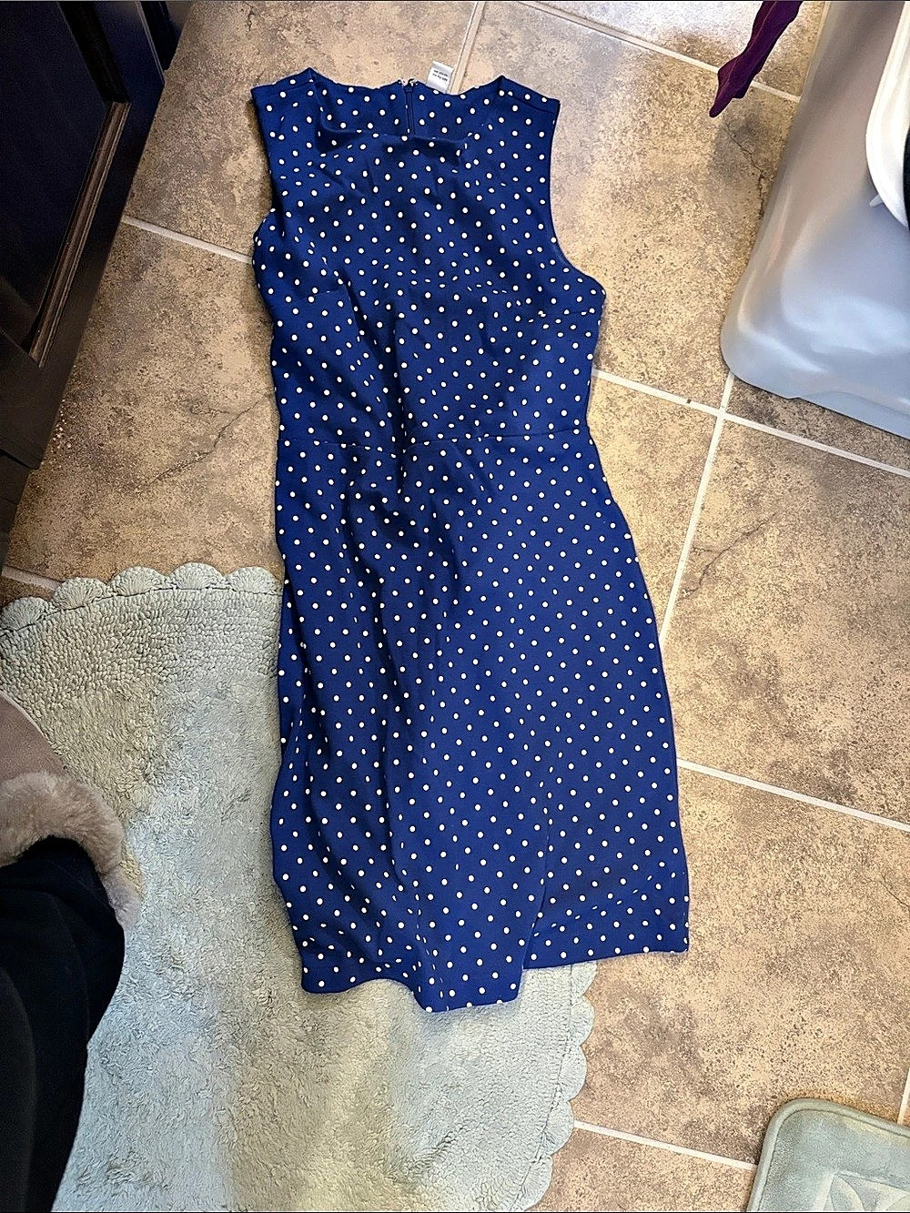 Blue & White Polka Dot Midi Dress